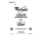 Whirlpool MW8650XS6 front cover diagram