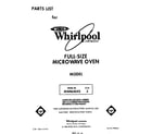 Whirlpool MW8650XS3 front cover diagram