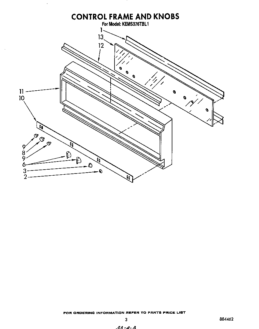 Control frame and knob