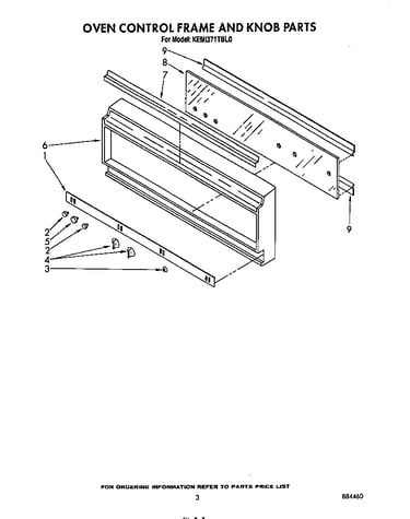 Oven control frame and knob