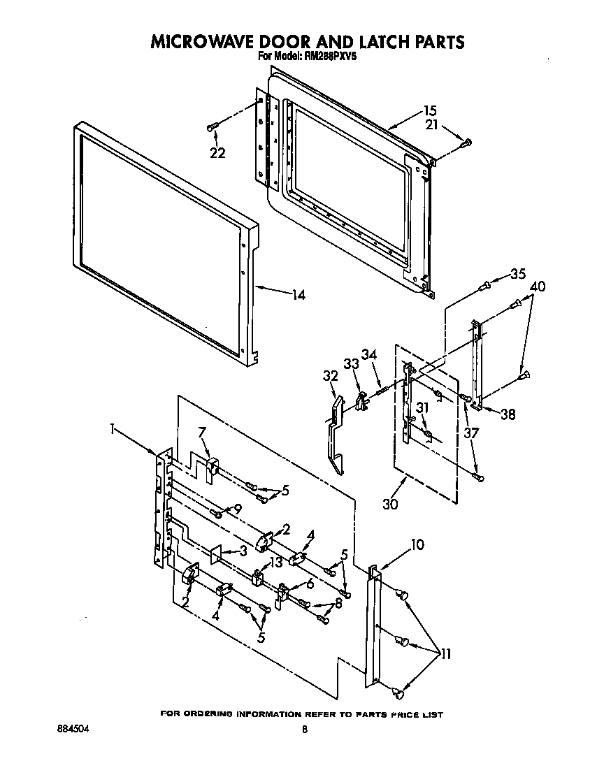 MICROWAVE DOOR AND LATCH