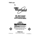 Whirlpool RM288PXV3 front cover diagram