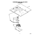 Whirlpool RB760PXXW1 component shelf and latch diagram