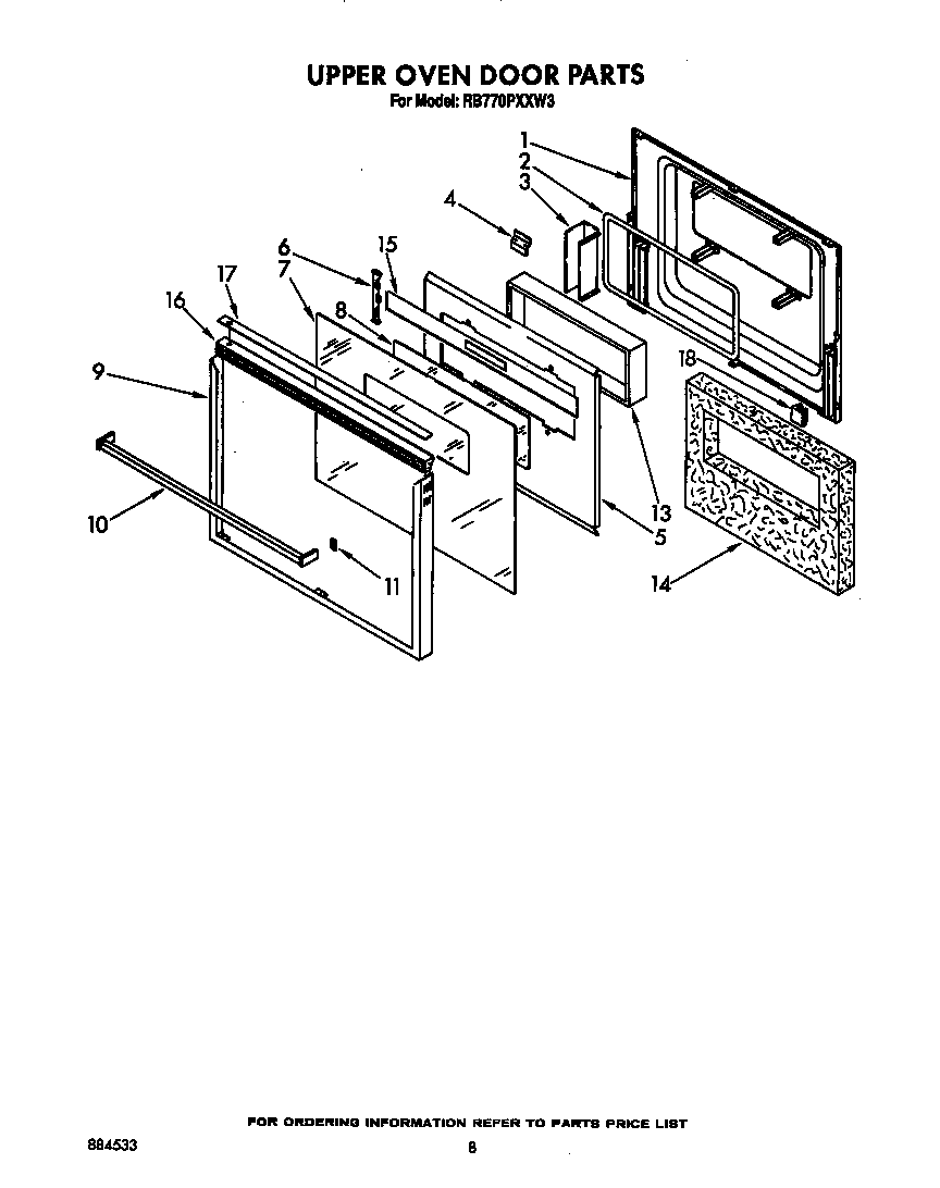 Upper oven door
