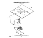 Whirlpool RB770PXXW3 component shelf and latch diagram