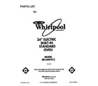 Whirlpool RB100PXV3 front cover diagram