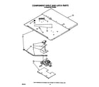 Whirlpool RB770PXXB3 component shelf and latch diagram