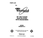 Whirlpool RM286PXV2 front cover diagram