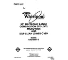 Whirlpool RM278BXV5 front cover diagram