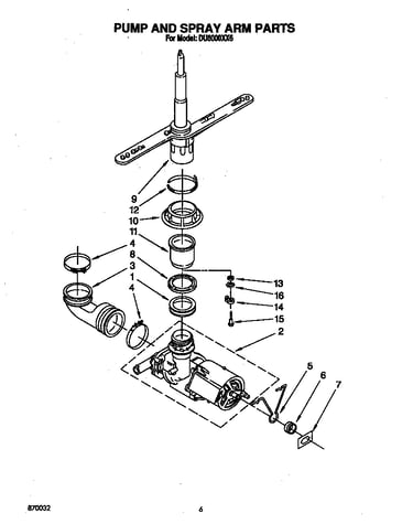 Pump and spray arm