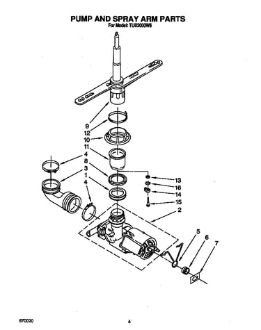 Pump and spray arm