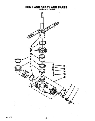 Pump and spray arm