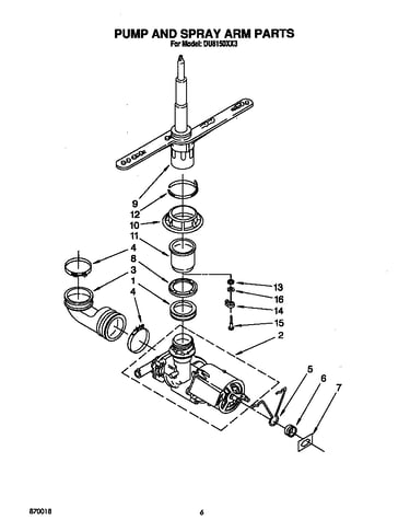 Pump and spray arm
