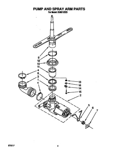 Pump and spray arm