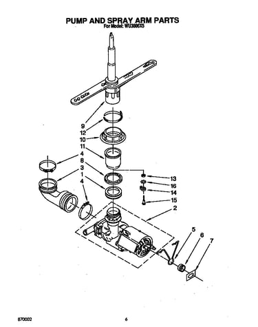 Pump and spray arm