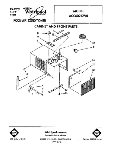 Cabinet and front parts