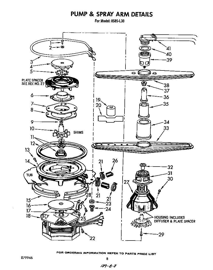 Pump and spray arm