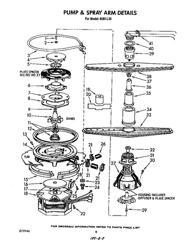 Pump and spray arm