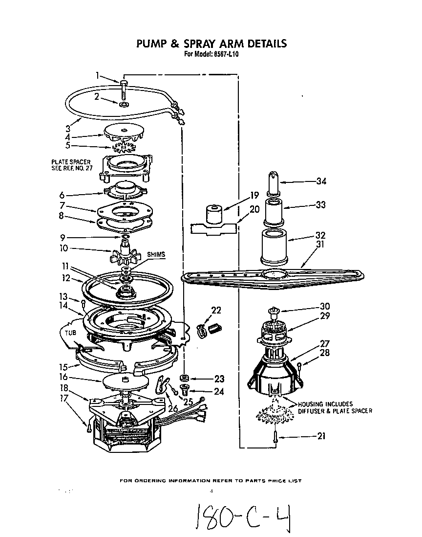 Pump and spray arm
