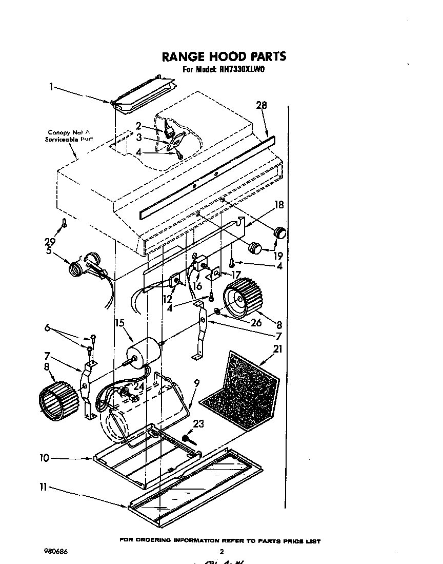 Range hood parts