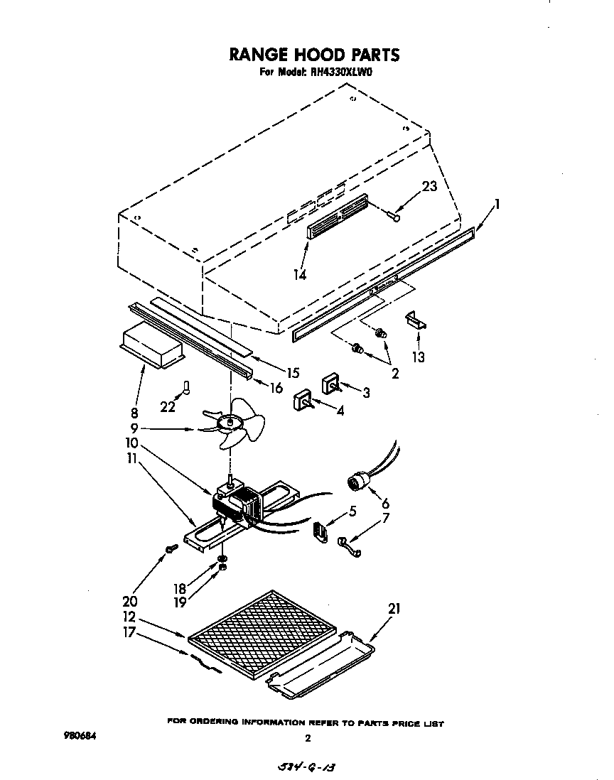 Range hood parts