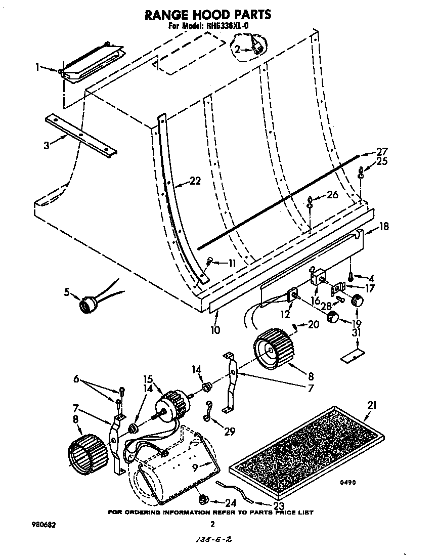 Range hood parts