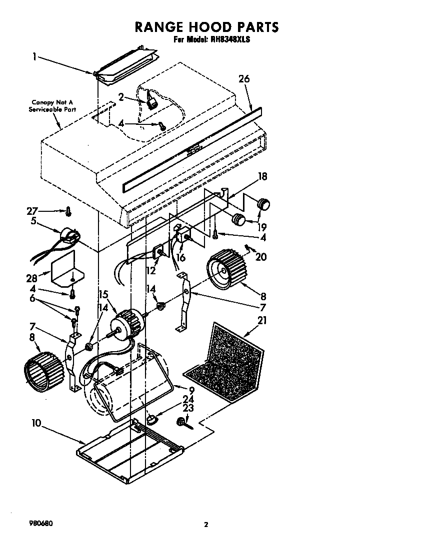 Range hood parts