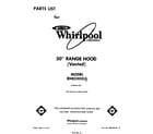 Whirlpool RH8330XLS cover diagram