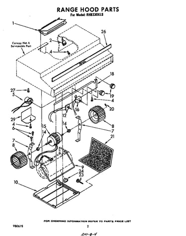 Range hood parts