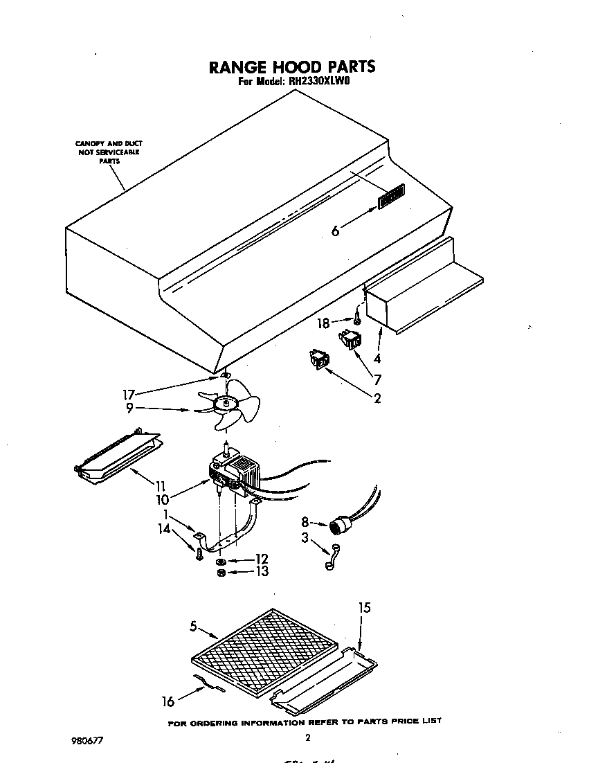 Range hood parts