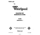 Whirlpool MW8200XL1 front cover diagram