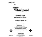 Whirlpool MW8450XL0 front cover diagram
