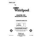Whirlpool MW8600XL0 front cover diagram