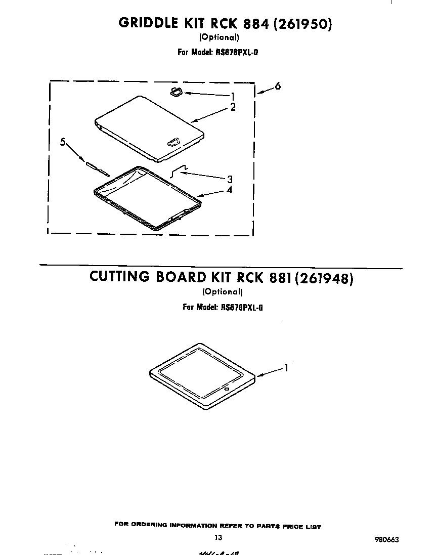 Griddle kit rck 884