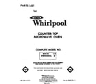 Whirlpool MW8400XL0 front cover diagram
