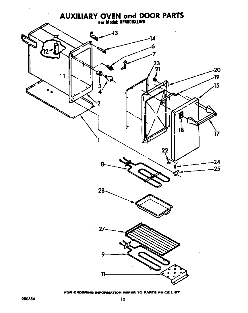 Auxiliary oven and door