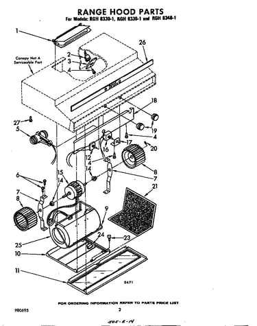 Range hood parts