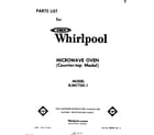 Whirlpool RJM77001 front cover diagram