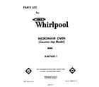 Whirlpool RJM76001 front cover diagram