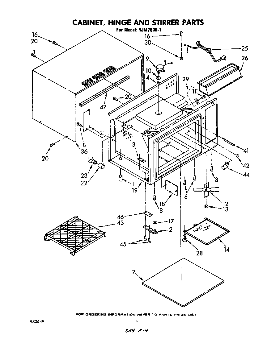 Cabinet, hinge and stirrer