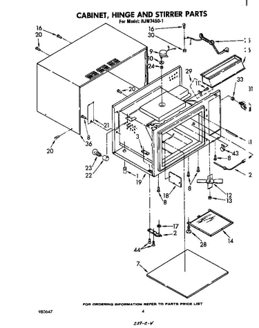 Cabinet, hinge and stirrer