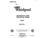 Whirlpool RJM71001 front cover diagram