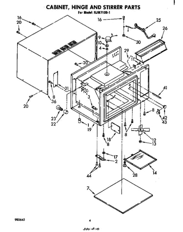 Cabinet, hinge, and stirrer