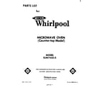 Whirlpool RJM74500 front cover diagram