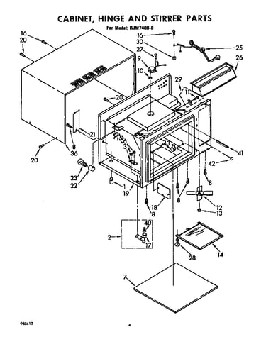 Cabinet, hinge and stirrer