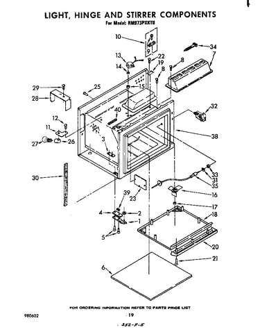 Light, hinge and stirrer