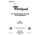 Whirlpool RM275PXK0 front cover diagram