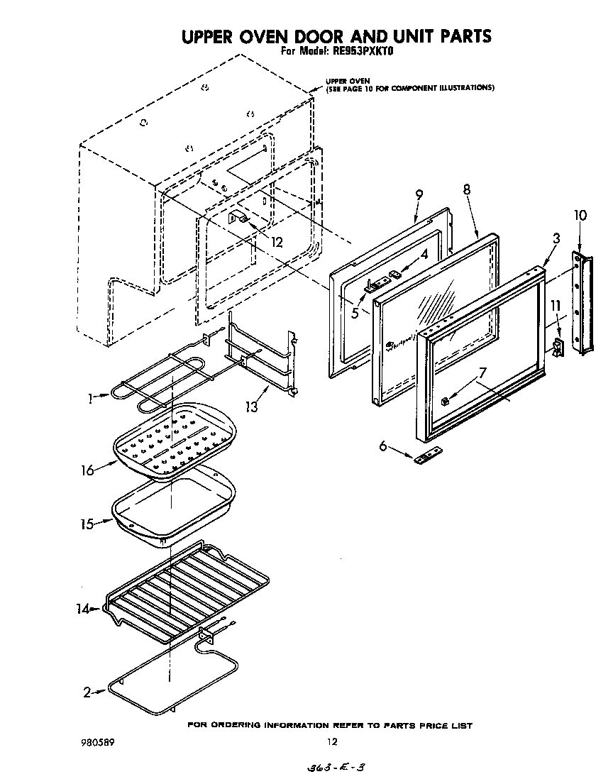 Upper oven door and unit