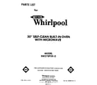 Whirlpool RM278PXK0 front cover diagram