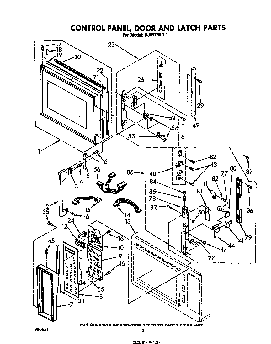 Control panel, door and latch